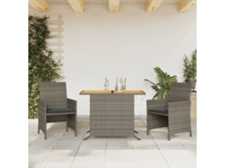 Vidaxl 3 Pcs Conjunto Bistrô Com Almofadões Vime Pe Cinza
