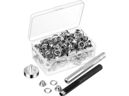 Kit De 100 Ilhós Com Arruelas De 0,236 Polegadas, 3instalação, Ilhós De Metal Prateado Para Tecido, Couro, Roupas E