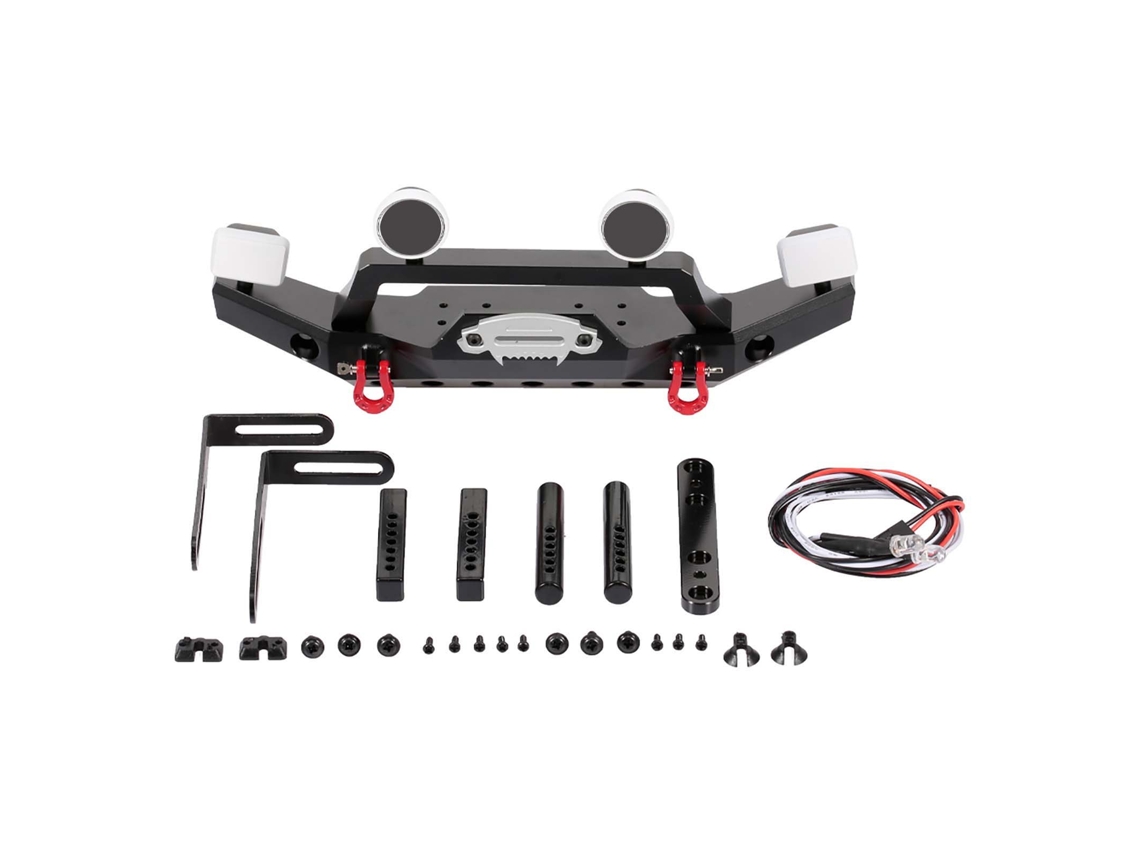 Para-choque Dianteiro De Metal Com 2 Luzes Led Para Rc Crawler 1/10 Traxxas Trx4 Sport 82024