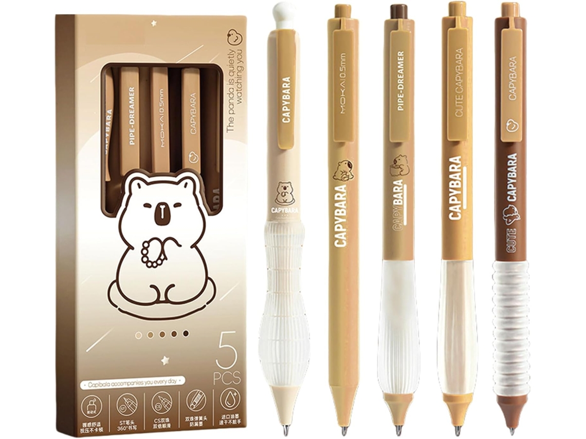Caneta Gel Retrátil Com Desenho De Capivara, Fofa E Kawaii, 0,5 Mm,