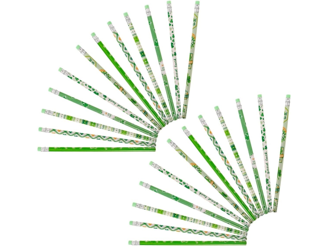 24 Pièces Lot De Crayons À Bois Saint-patrick Avec Motif