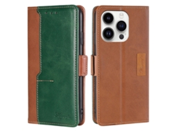 Capa Para Iphone 15 Pro Max Pele Sintética Magnética Castanho