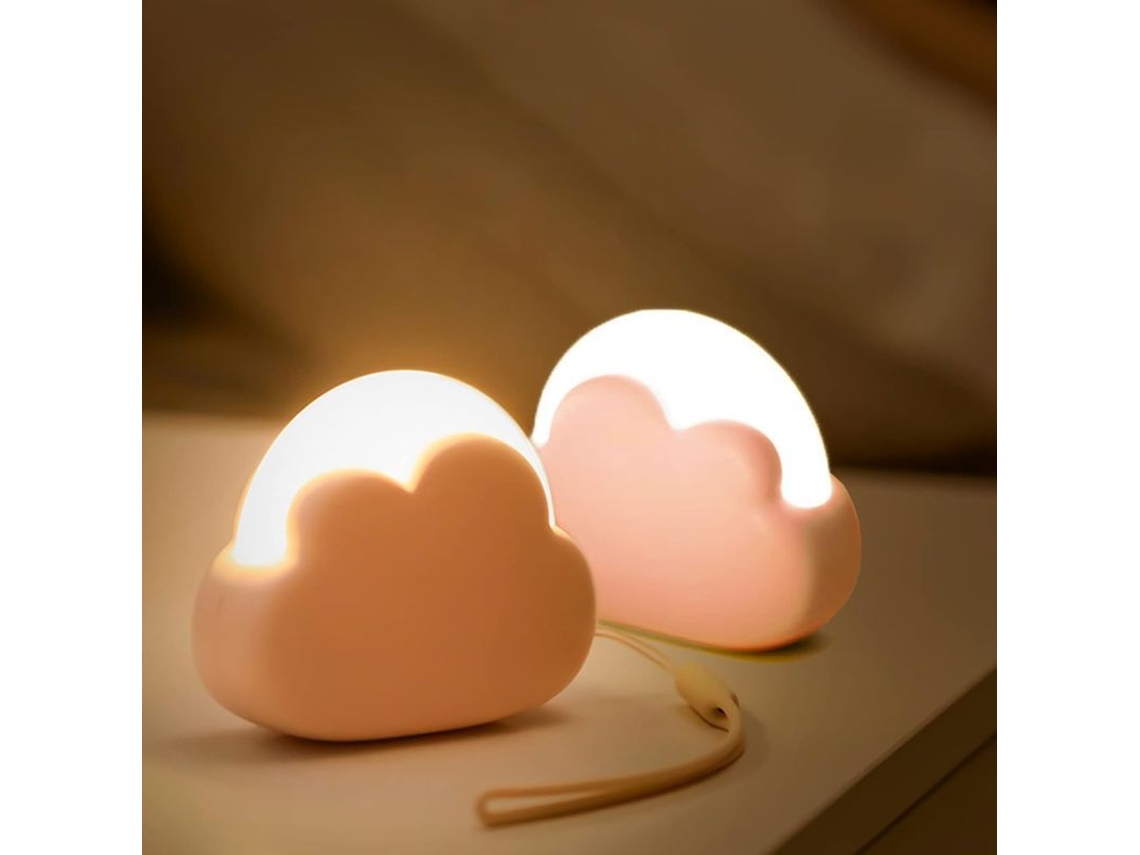 Luz Noturna Para Bebê 2025 2 Unidades Nuvem Led Rosa, Recarregável, 4 Intensidades, Portátil