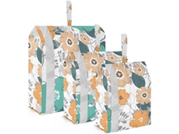 Conjunto de 3 Sacos Compressão Dobráveis para Roupas e Vestuário, Laranja Azul. 23 X 38 Cm 30,5 40,5 51