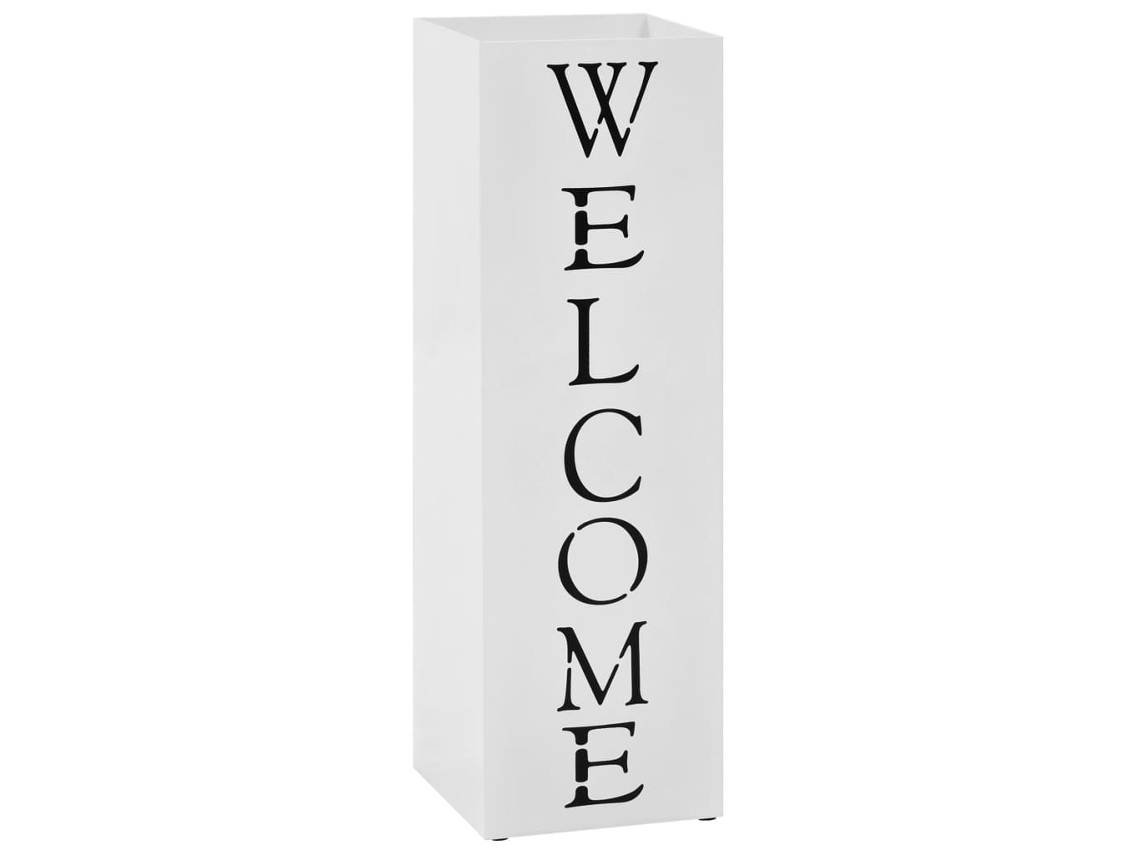 Vidaxl Suporte Para Guarda-chuvas Welcome Aço Branco