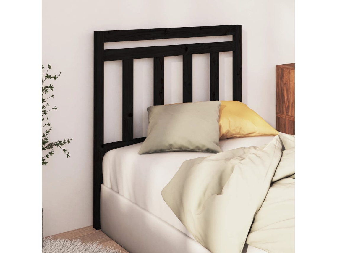 Cabecero 96x4x100 cm Pino Macizo Negro