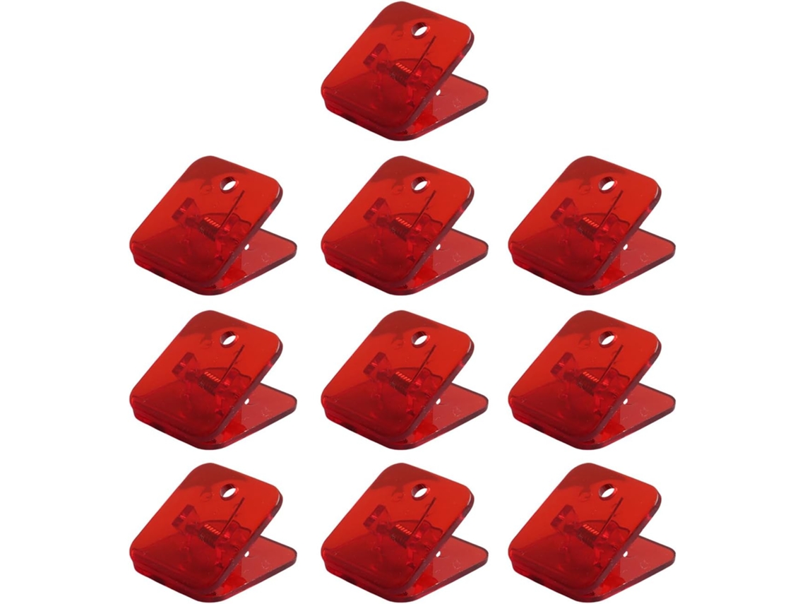 Conjunto De 10 Prendedores Quadrados Acrílico, 30x32mm, Coloridos, Ideais Para Fotos, Recibos, Sacolas De Alimentos E
