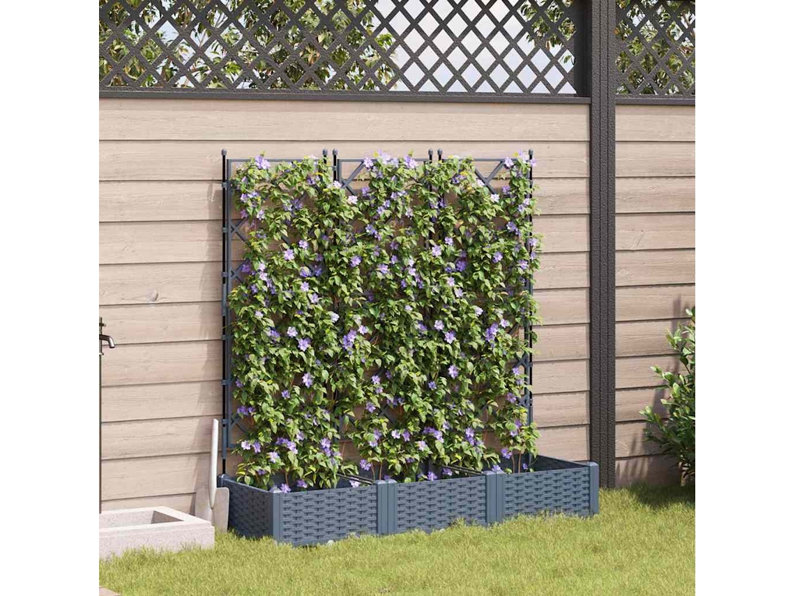 Vidaxl Vaso De Jardim 3 Unid. Cinzento-claro 120 X 40 X 125,5 Cm Pp