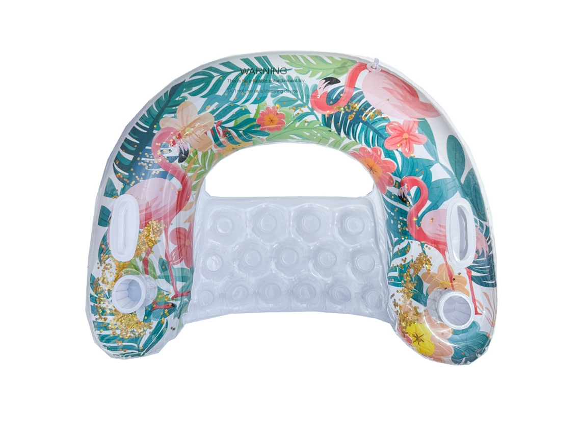 Cadeira inflável para piscina com porta copos e encosto em formato de flamingo SIURN
