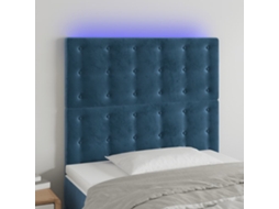 Cabecero de terciopelo con luces LED 90x5x118/128cm Azul Oscuro