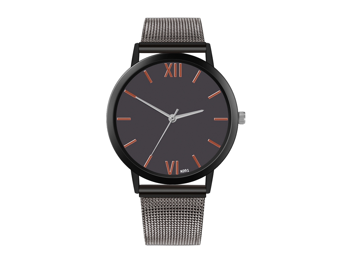 Relógio Analógico de Pulso de Quartzo com Pulseira de Malha Simples e Elegante (gunmetal)