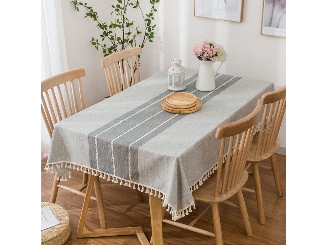 Toalha De Mesa Retangular Em Algodão E Linho, Impermeável, Lavável, De Natal, Cinzento, 100x140 Cm - Elysve