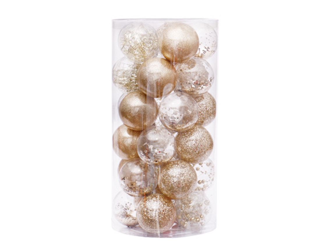 Laxiscreed Conjunto De Bolas De Natal 6cm Ouro E Transparente, Pack Com 30 Peças Para Decorar