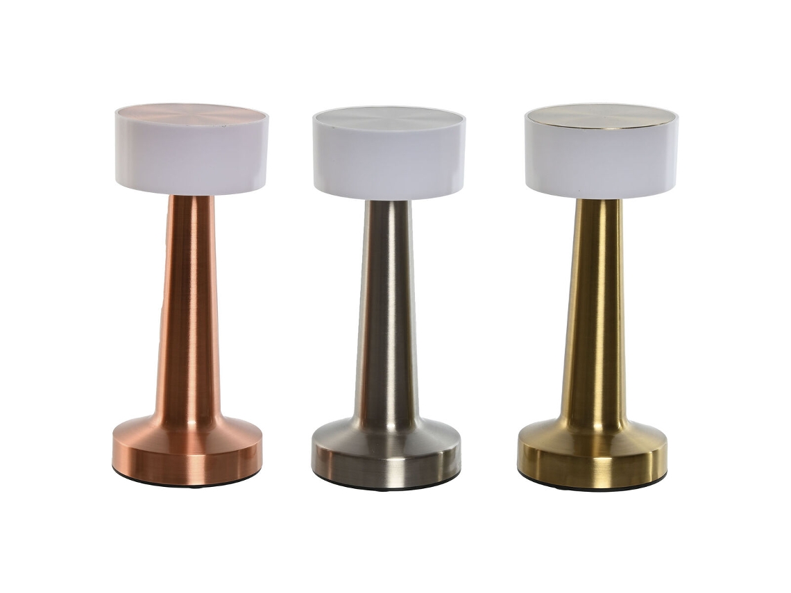 Lâmpada de mesa HOME ESPRIT Cobre Dourado Prateado 9 x 9 x 21 cm (3 Unidades)