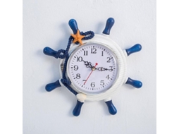 2026-reloj De Pared De Madera Estilo Mediterráneo Silencioso Náutico Ancla Rueda Decorativo Para Bar Hogar Decoración 02-azul