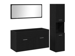 Conjunto De Móveis Para Banheiro Com Porta 3 Pcs Carvalho Preto
