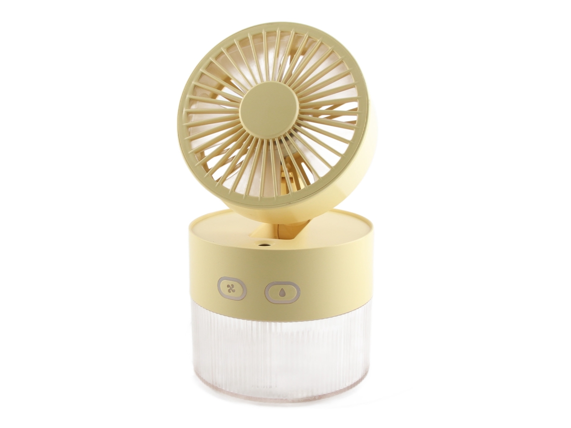 Ventoinha Mini Refrigerada com Água Plegável Mesa Usb Spray Névoa Abs Amarela