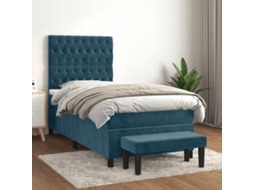 Vidaxl Cama Com Molas/colchão 80x200 Cm Veludo Azul-escuro