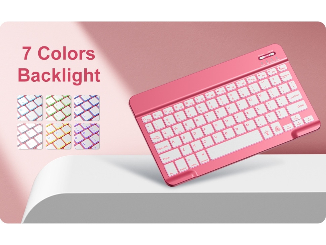 Capa Com Teclado Para Tablet Lurelia, Para I Pad 10.2/10.5 Com Luz De Fundo Vermelha Begonia (7ª/8ª/9ª Geração/air3/pro, Teclado Bluetooth