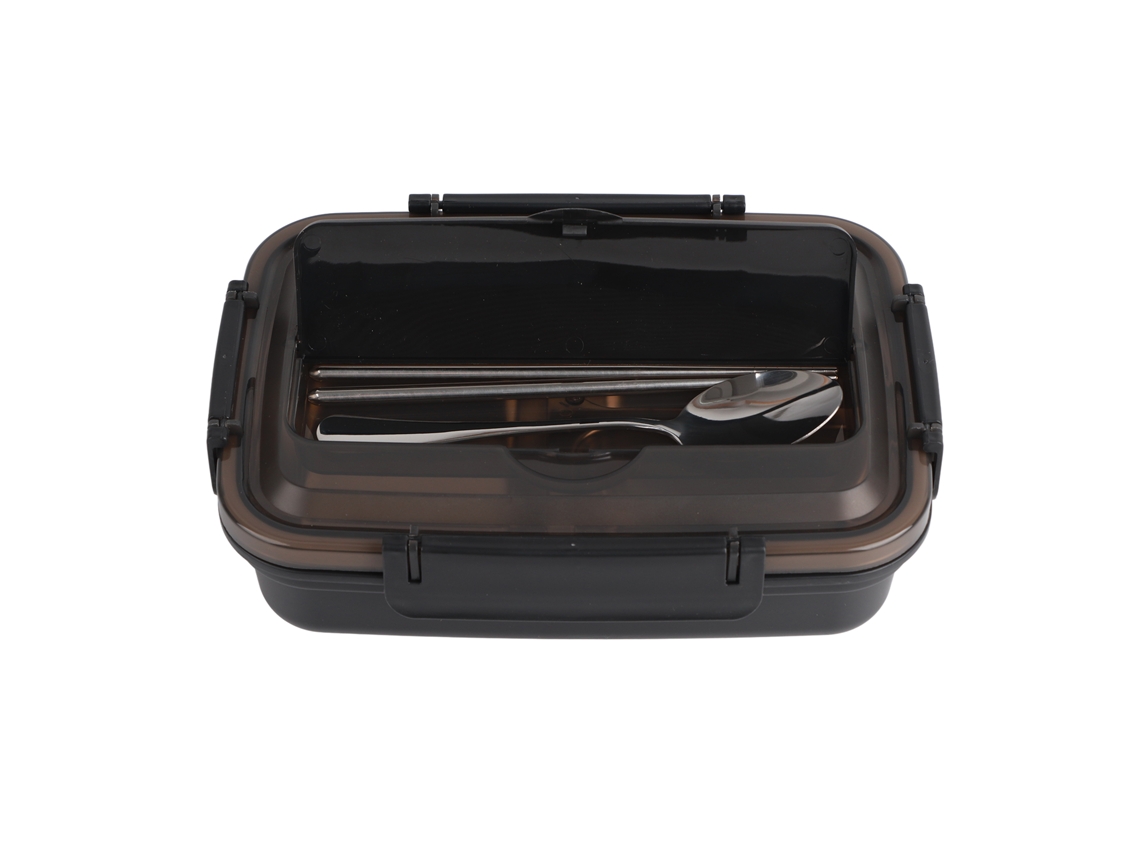 Caixa de almoço LAXISCREED 3 compartimentos aço inox 304 portátil preta