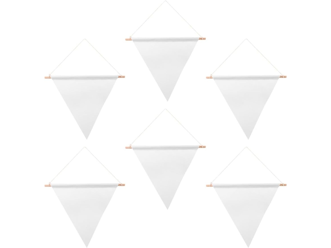 Bandeirinhas Caseiras Inoomp, Fáceis de Pintar, Bandeirinhas Triangulares Brancas de Lona, 6 Peças, Duráveis, para CHABERLU