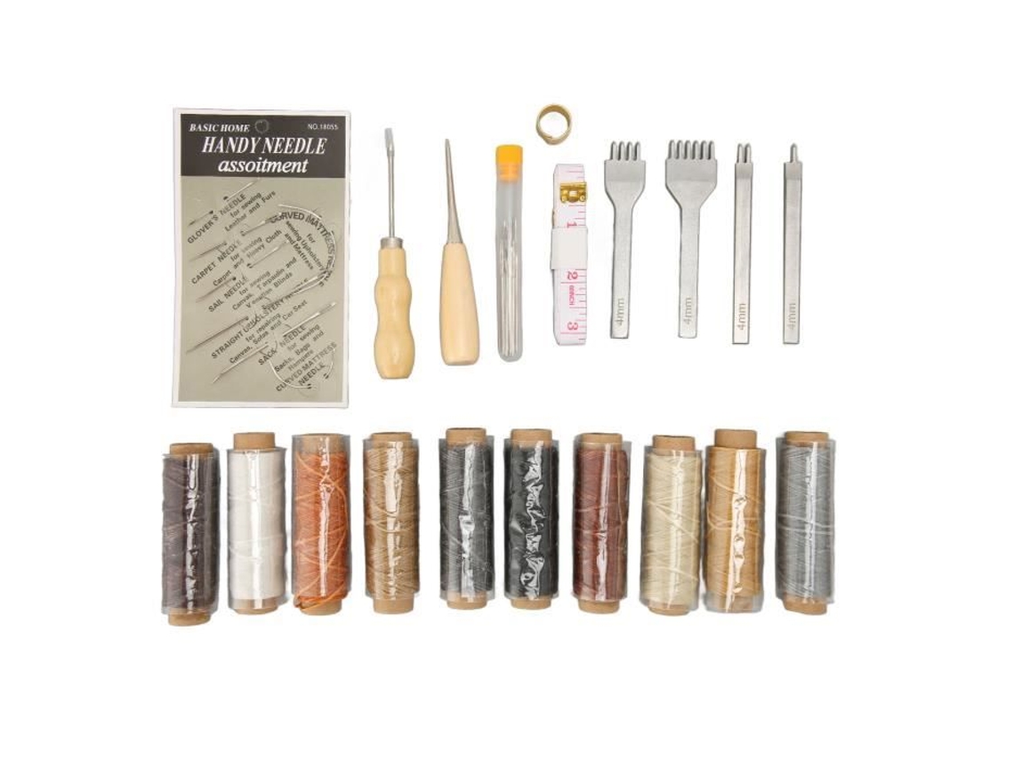 HURRISE Kit de Costura de Couro Kit de Costura de Couro Ferramentas de Artesanato de Couro com Ranhura de Costura de Linha para Retrosaria