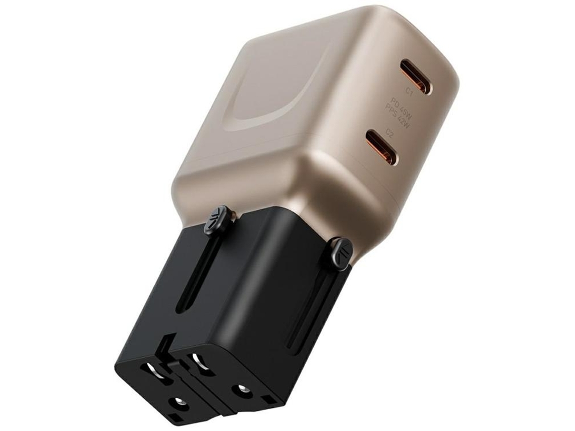 Carregador Rápido Energea 45w 2xusb, C Travelgo, Dourado Preto