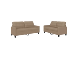Conjunto de 2 Sofás com Almofadões Couro Artif. Cappuccino MAISON EXCLUSIVE