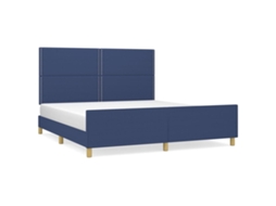 Bed Frame With Headboard, Bed Frames With Headboards Vidaxl Azul Tecido (180 X 200 Cm)