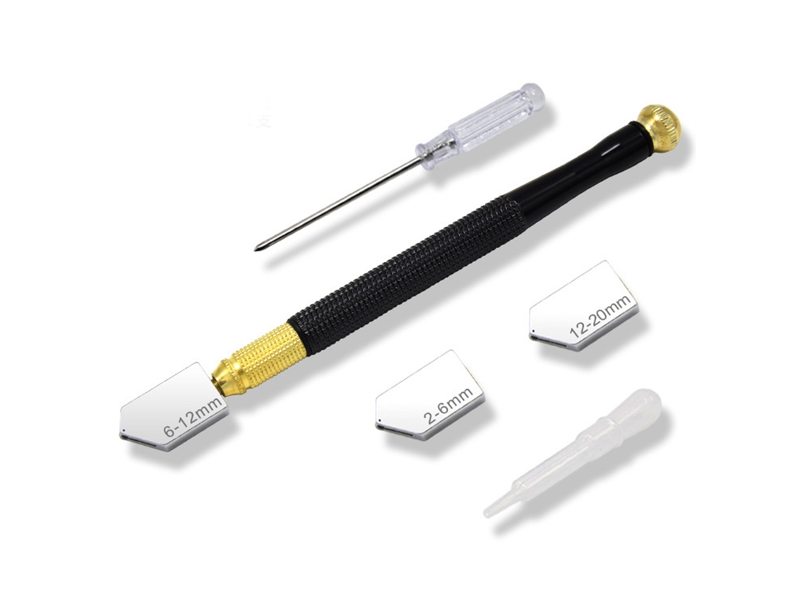 Yuru kit de 5 Ferramentas de Corte de Vidro Estilo Lápis com Diamante e Óleo Antiderrapante para Janela