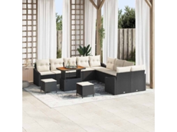 Vidaxl Conjunto De Sofá De Jardim 13 Unid. Preto Vime Pe