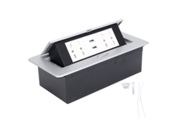 Caixa De Tomada Embutida Pop Up Com 4 Tomadas Suíça E 2 Portas Usb Ac250v 16a