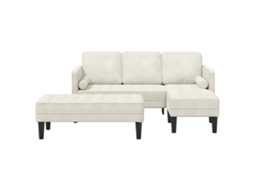 Conjunto de Sofás com Almofada 2 Pcs Creme Poliéster MAISON EXCLUSIVE