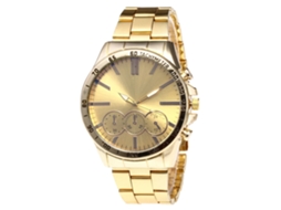 Reloj De Cuarzo Con Correa De Acero Moda Dial Redondo Para Parejas (oro)