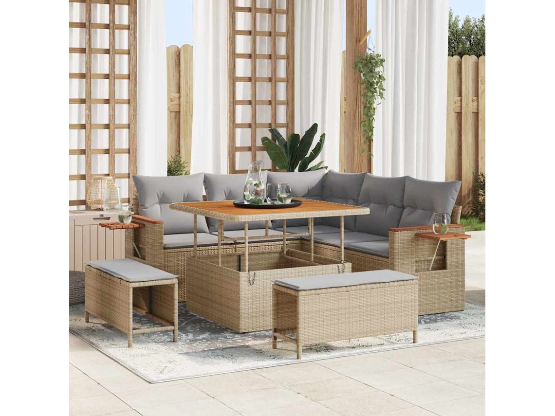 Vidaxl Conjunto De Sofá De Jardim 9 Unid. 8-número De Lugares