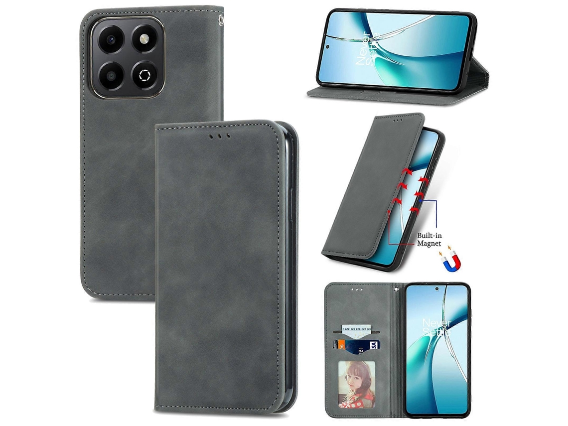 Capa De Celular De Couro Com Flip Magnético Retro Skin Feel