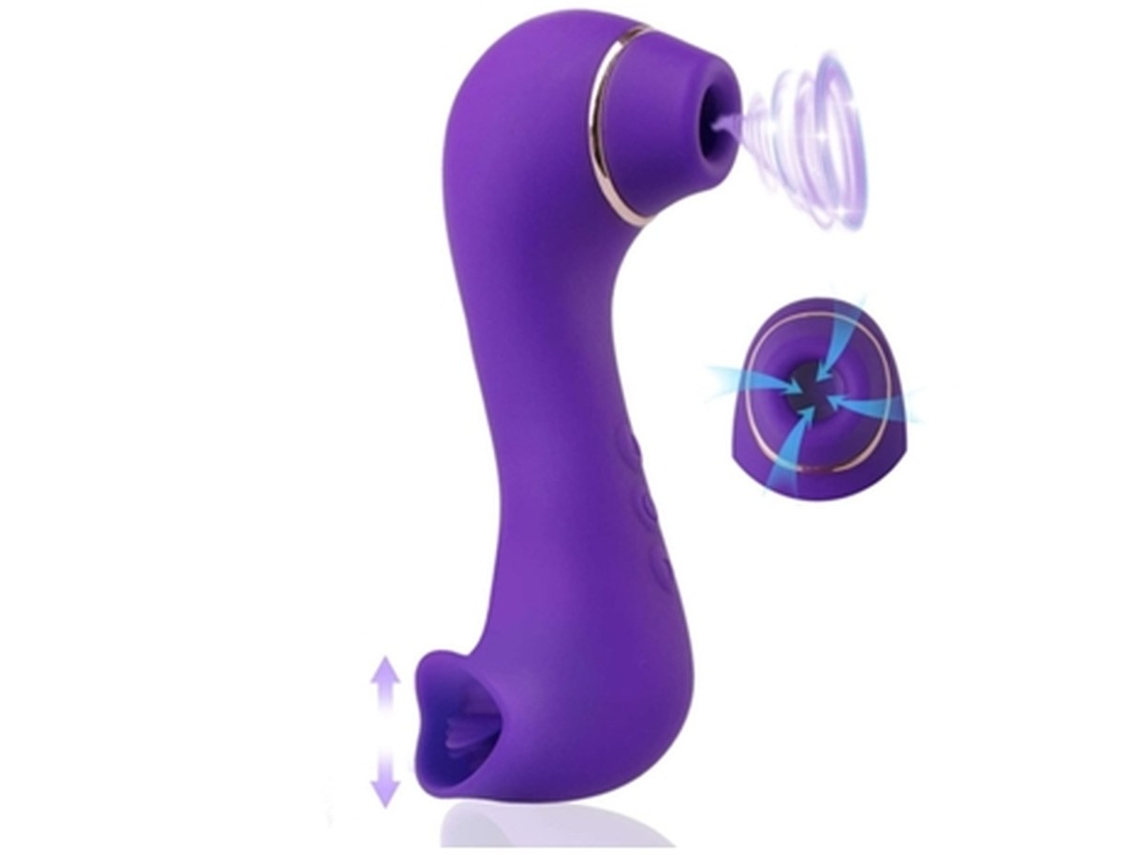 Vibrador De Lamber E Chupar Cabeça Dupla De 10 Modos Para Mulheres (roxo)*