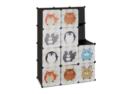 Relaxdays Estante Infantil, Animais, Sistema De Encaixe Plástico, Com Portas, Roupeiro, Com Varão, Colorida