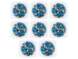 Conjunto De 8 Peças De Unhas Decoradas 3D Com Strass Rosa Pedras Preciosas Mistas Flor De Metal Pérola -St-07 ZMDECQNA 8 Un