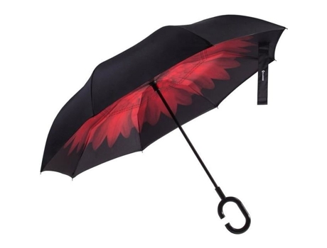 Guarda-Chuva UV Unissexo POPSPO Reverso Invertido Glamore Bengala Dágua Vento Capotamento Fibra Preto
