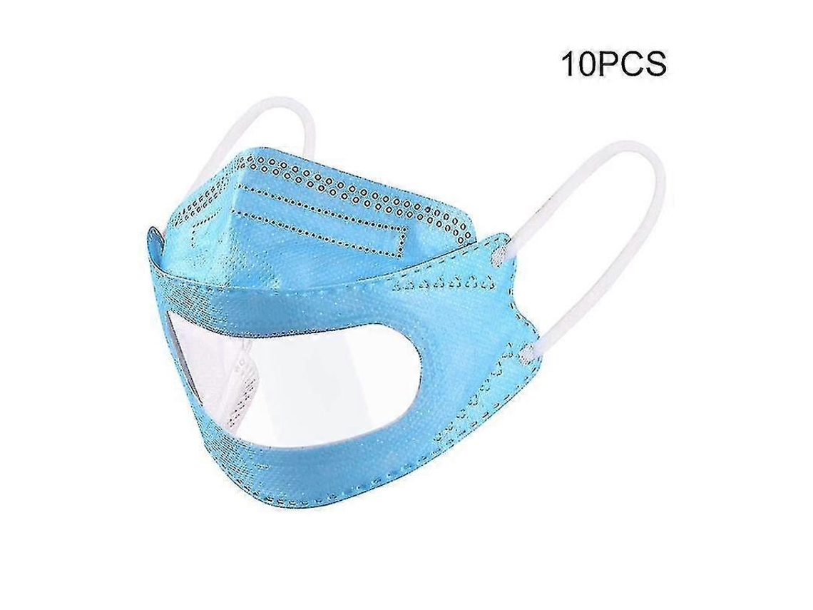 Rebe 10 Máscaras Descartáveis Transparentes para Adultos com Janela Visível na Boca Design Claro Azul Cielo