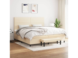 Vidaxl Cama Com Molas/colchão 200x200 Cm Tecido Cor Creme