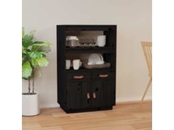 Vidaxl Aparador Alto 67x40x108,5 Cm Pinho Maciço Preto