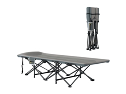 Cama de Camping Dobrável com Almofada Integrada,apoio para Cabeça e Bolso Lateral 187x67x37cm Cinza BTFORUS