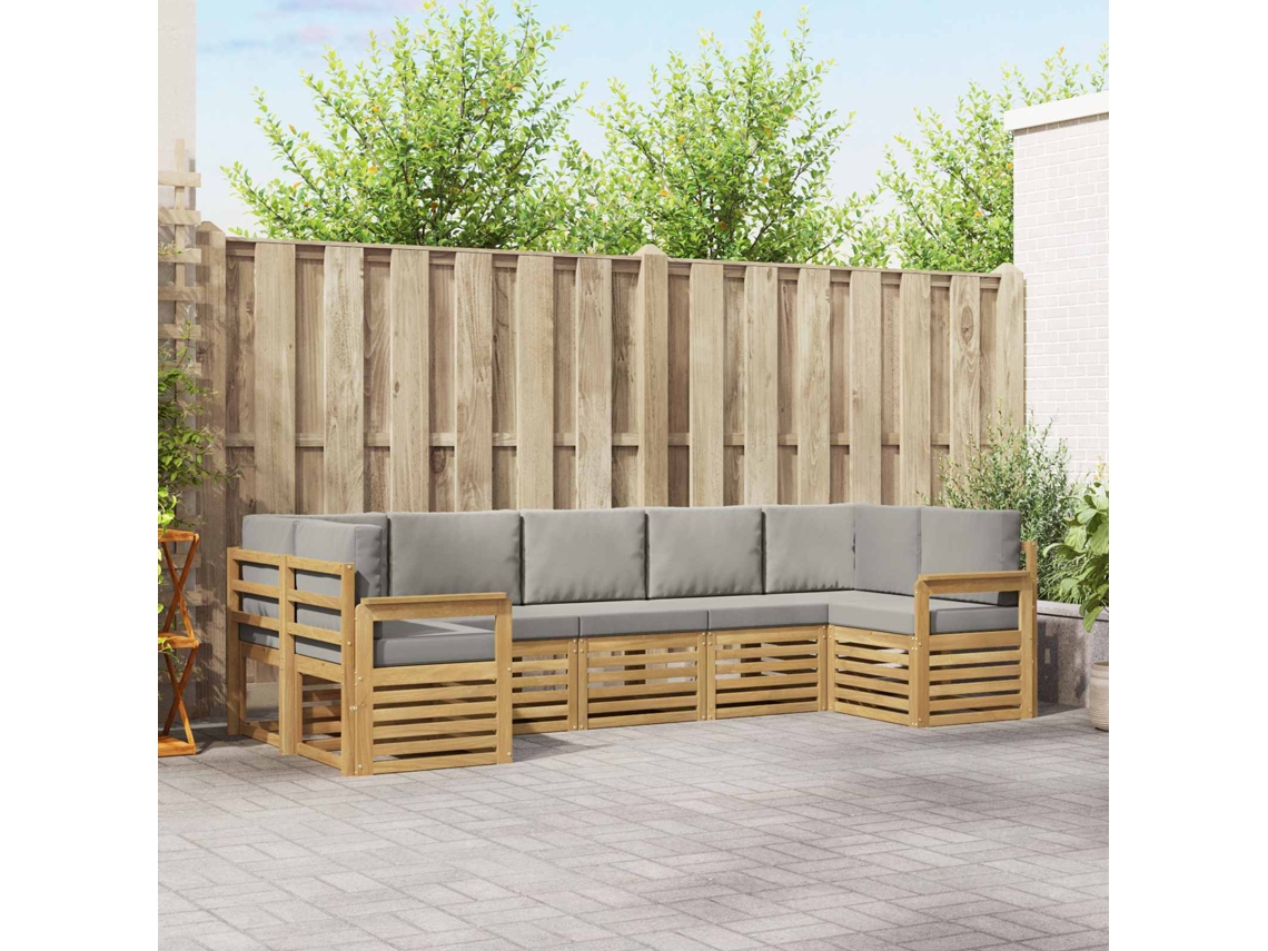 Vidaxl Conjunto De Sofás Para Exterior 6 Unid. Branco E Cinza Claro