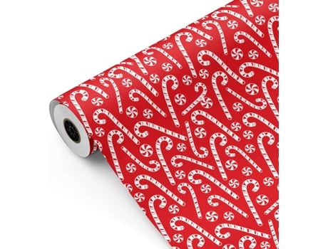 Rolo De Embrulho Para Presente, Rolo Grande 62 Cm X 100 M Natal Bastões De Doces Vermelhos E Brancos • Empresas Fiesta Paper