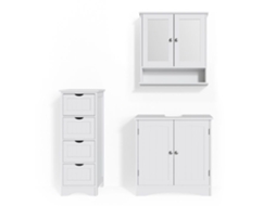 Conjunto De Móveis De Banheiro Bianco, 3 Peças, Branco, Vicco