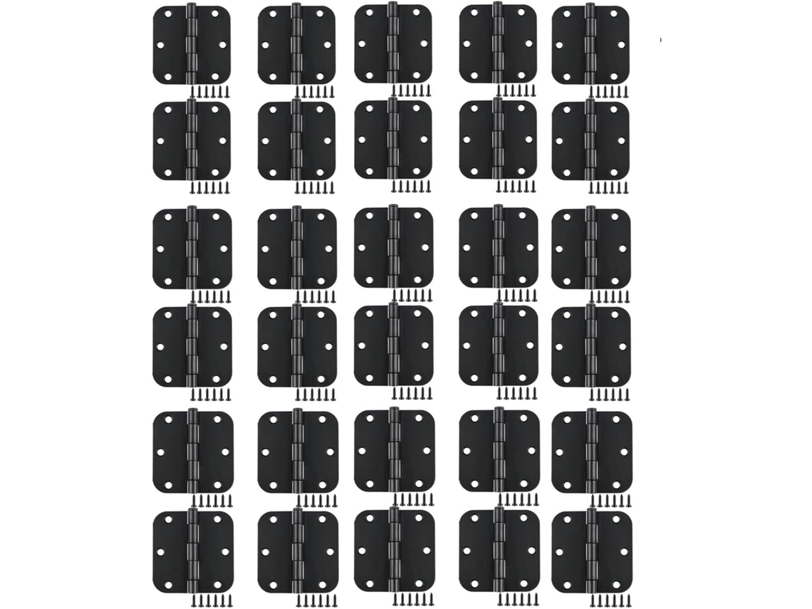 Dobradiças De Janela Redondas Pretas Foscas Para Porta, Raio De 3, 5 Polegadas 8-interno, 3 Dobradiças De Ferro Plano 1