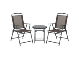 Conjunto de Jardim de 3 Peças com 2 Cadeiras 53,5x64x93 Cm e Mesa de Centro Ø45x50 Cm. em Metal. Brown Ge