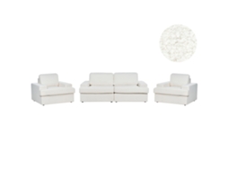 Conjunto De Sala De Estar Beliani Alla De Bouclé Blanco 208x112x86